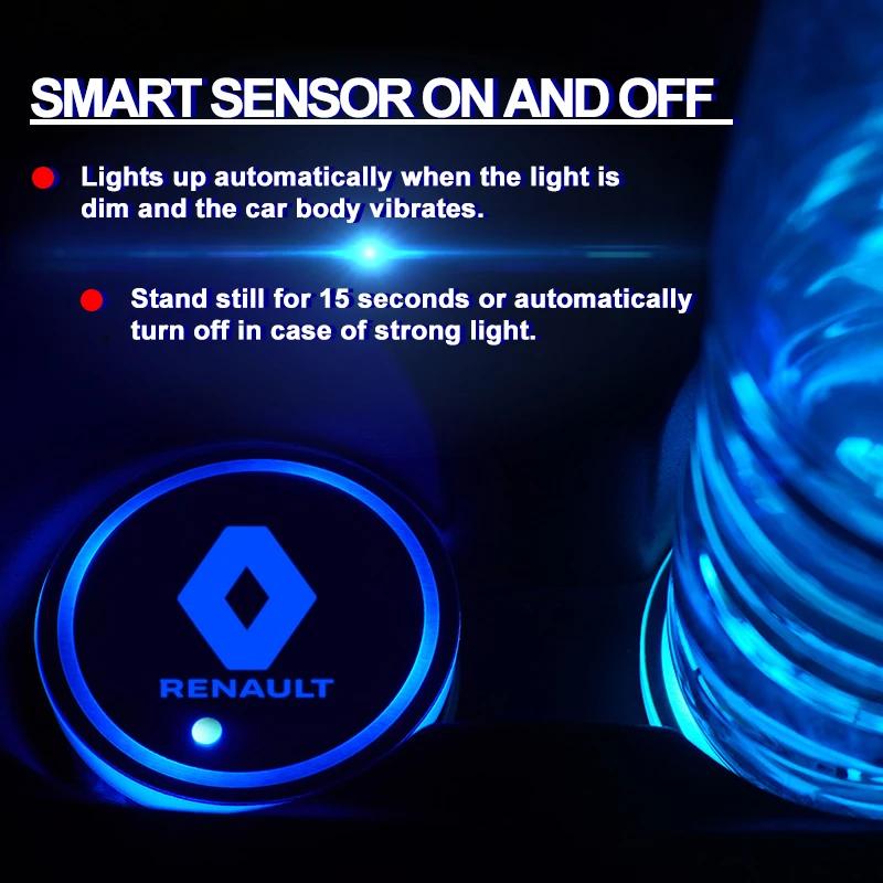 2026 Hot For Renault Interior Stickers For Renault Megane 2 3 4 Captur Radio Logan Auto Accessories 2Pcs 7 Colors Car LED Lumino