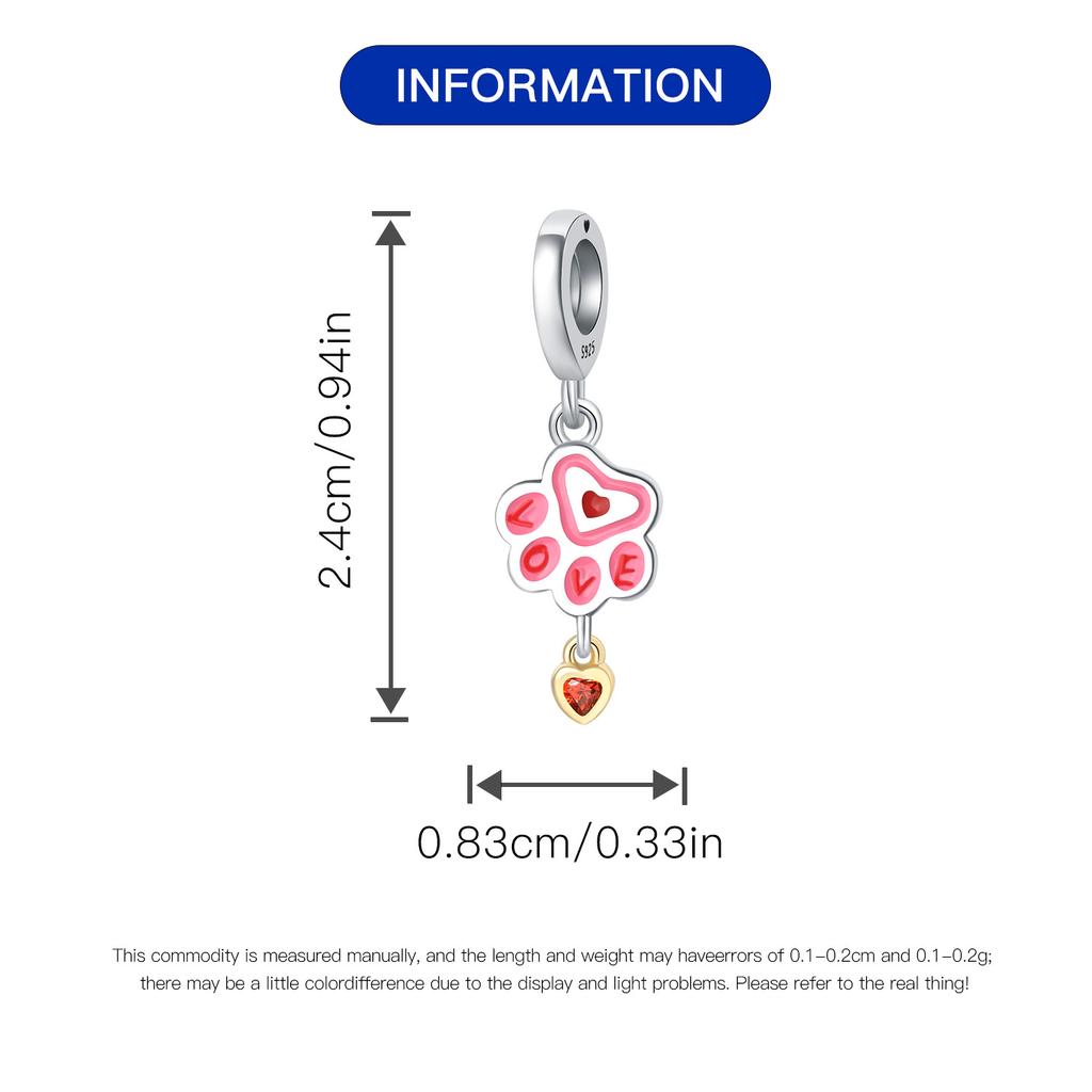 Bead Charms Copper Charm Bead Charms Authentic Pink Claw Pendant Bead Charms Compatible With Bracelets Jewellery Diy Women Fine Gift Accessory