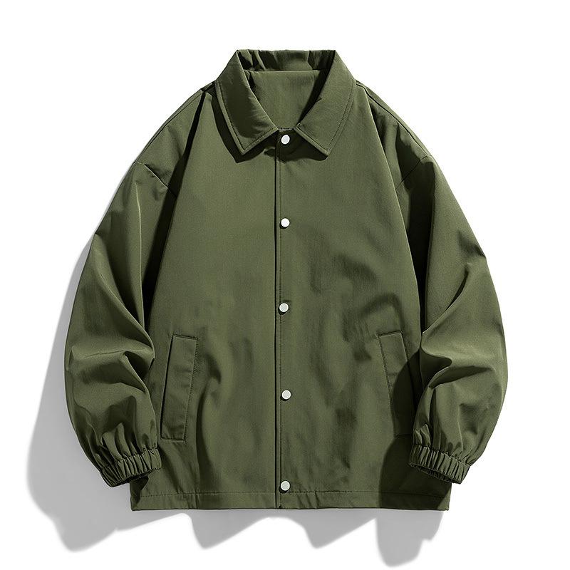 Coach Jacket Men's Spring and Autumn Loose Lapel Solid Color Casual All-Match Jacket Men's