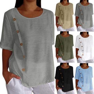T Shirts Short Sleeve O Neck Tees For Women Fashion Tops Lightweight Soft Casual Summer Button Shirt