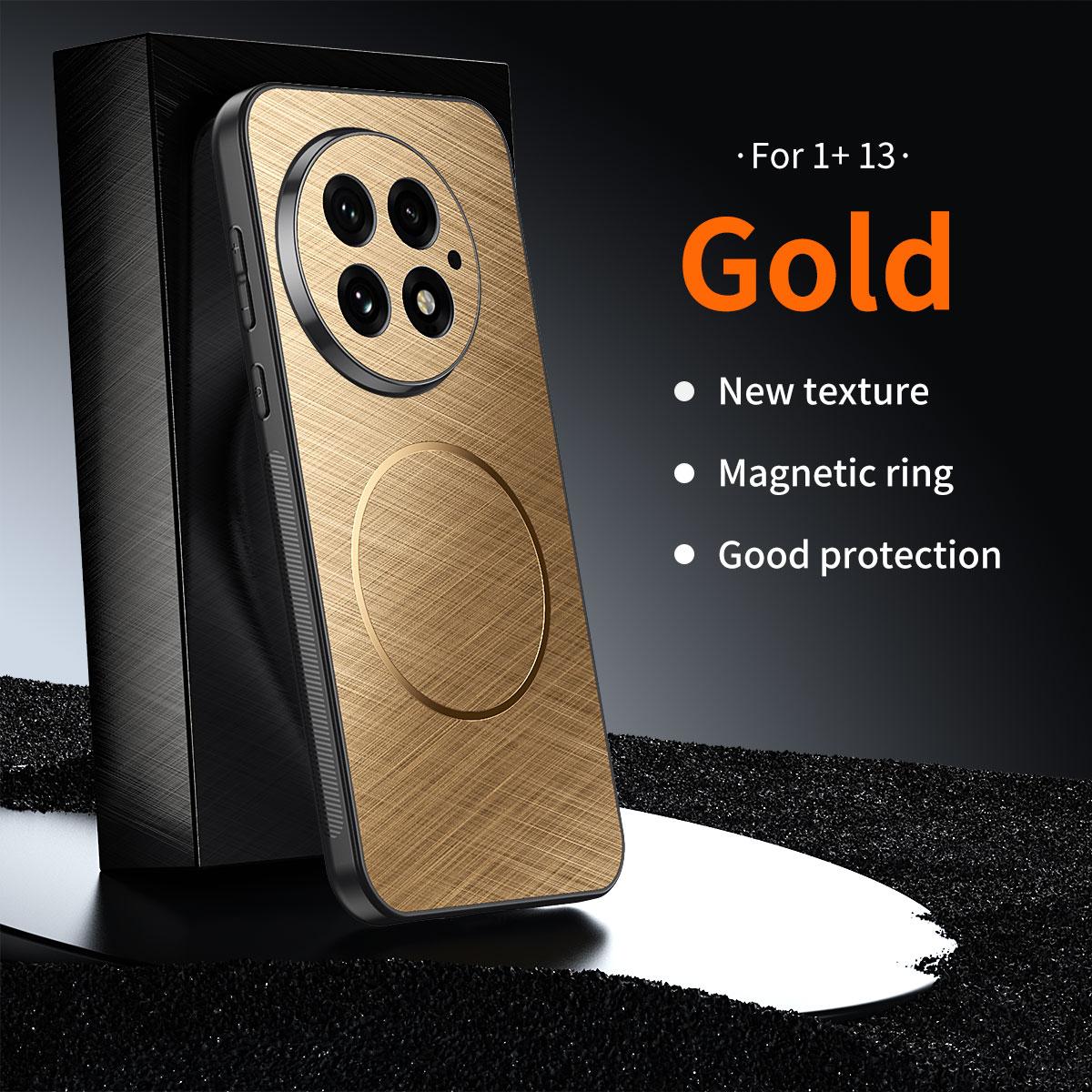 

For OnePlus 13 12 Gold Wire Textured Coil Magnetic All-Inclusive Dropproof Phone Case For OnePlus 13