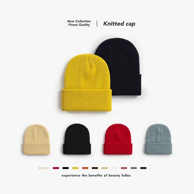 Fashionable Custom Embroidery Logo Solid Color Warm Winter Beanie Knit Hat