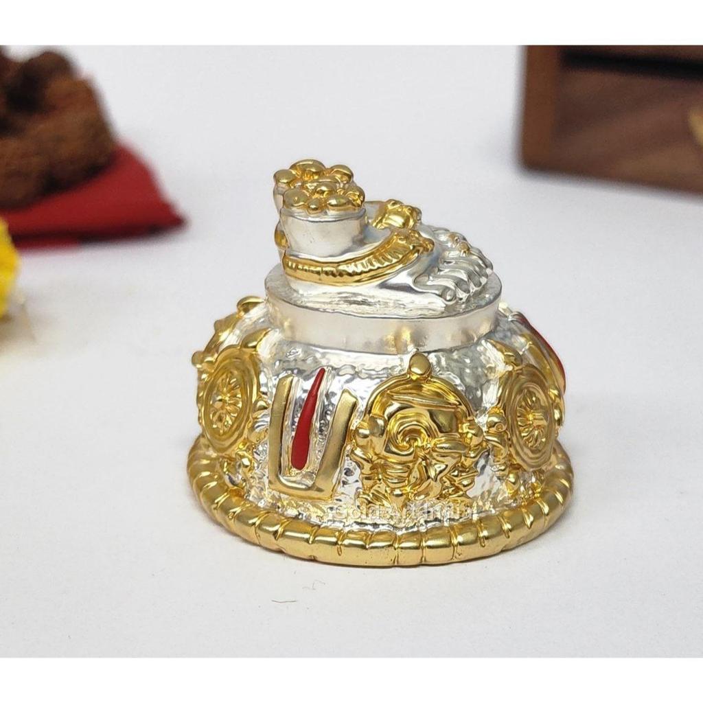 Lord Balaji Charan Paduka Gold Silver Plated Two Tone Matte Finish Vishnu Charan Paduka for Pooja Room/Car Venkateswara