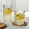 360ml/380ml Cocktail Glass Retro Transparent Relief Glass Cup Art Design Water Bottle Coffee Mug Juice Soda Water Beverage Cups
