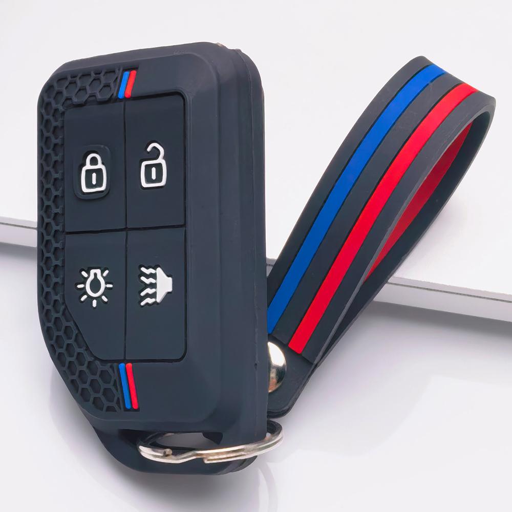Silicone Car Keychain Strap for Volvo Truck New FM FH FH16 Honeycomb Texture Racing Stripe Anti Lost Key Ring Holder Anti Scratch Non Slip Grip