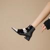 Fashion Color Blocking Square Toe Leather Woman Short Shoes Autumn Winter Fleece-Lined Ankle Boots for Women Trend 2025 Fashion Booties
