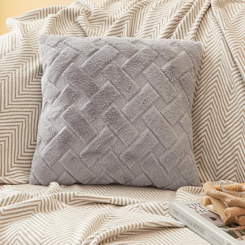 2 шт Наволочка из искусственного меха супер пушистая плюшевая и мягкая роскошная декоративная наволочка для кровати дивана гостиной 4545cm 2pcs светло-серый 1129₽
