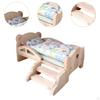 1/12 Wooden Doll Bed Set with Bedding Accessories for Dollhouse Fun