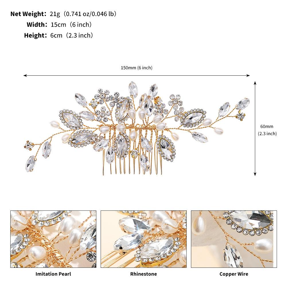 New Bridal Comb Hair Accessories Wedding Ladies Retro Hair Accessories Handmade Rhinestone Pearl Hair Comb Comb