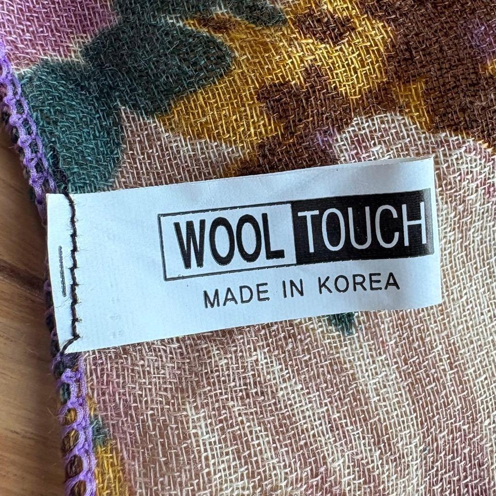 Used WOOL TOUCH Floral Large Stole Shawl Purple