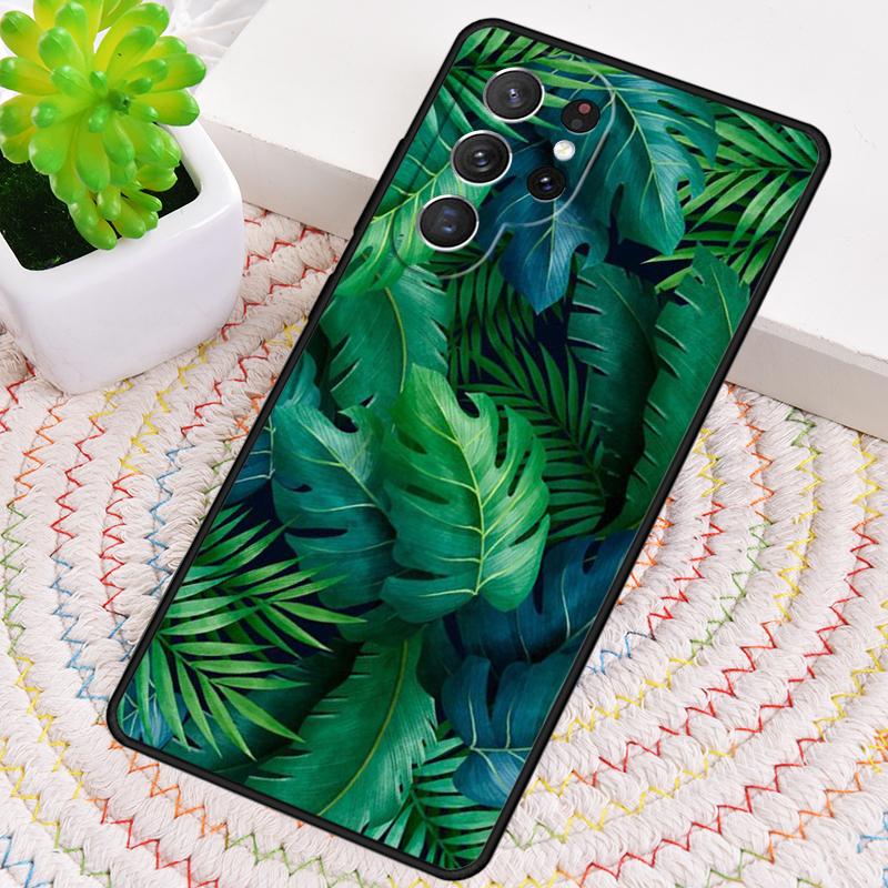 Green Tropical Leaves Leaf Silicone Phone Case For Samsung Galaxy note 10 pro S26 S25 S24 S23 S22 S21 Plus S25Ultra Capa Cover