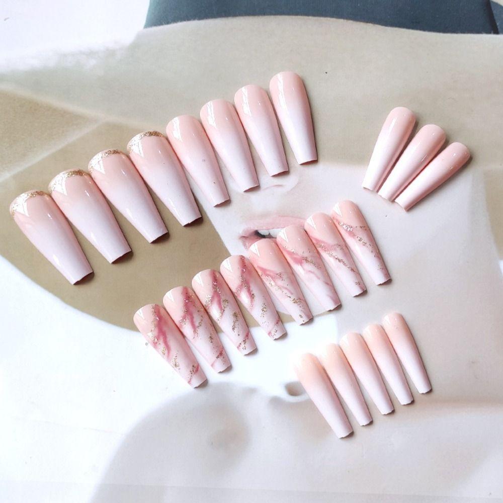 Long Ballerina False Nails French Nail Tips Fashion Press On Nails  DIY