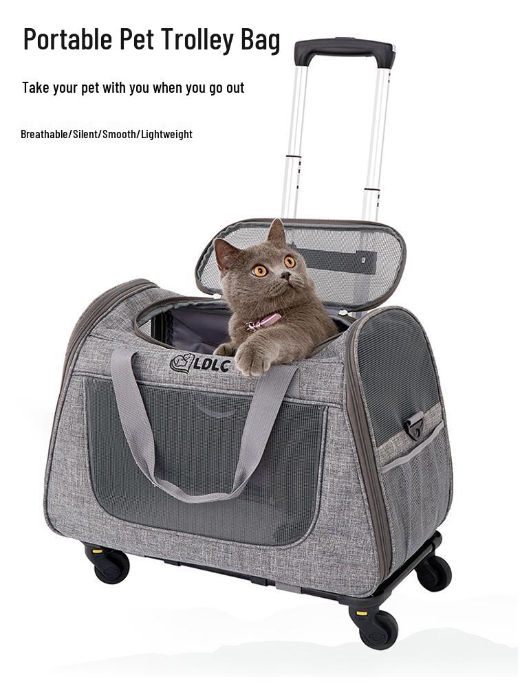 Large Capacity Foldable Rolling Pet Carrier - Portable Cat Suitcase