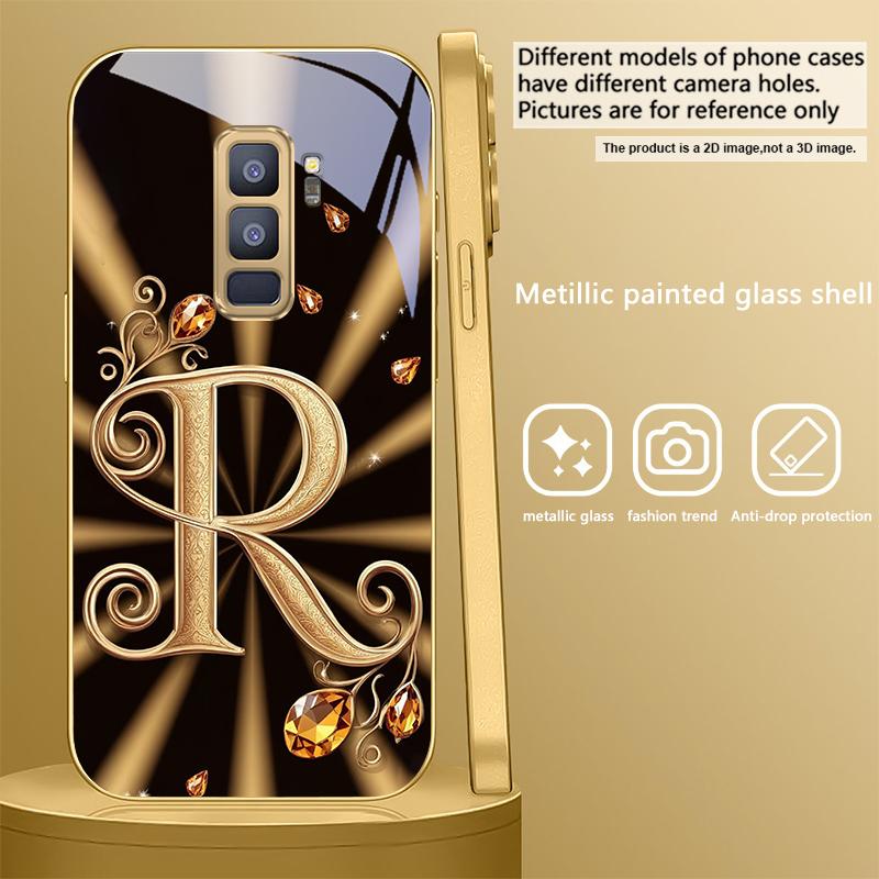 Gorgeous letter gold "R" For Samsung Galaxy S26 S20 FE S21 S22 S23 Plus S24 Ultra S25Ultra S21+  S22Plus Golden glass phone case