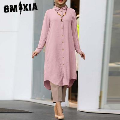 Camisa casual de manga larga con botones y solapa para mujer