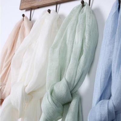 55*180cm Mode Weich Uni Damen 100% Leinen Flachs Quasten Schal Sommer Reise Sonnenschutz Langer Schal Elegant Hijab Damen Foulard
