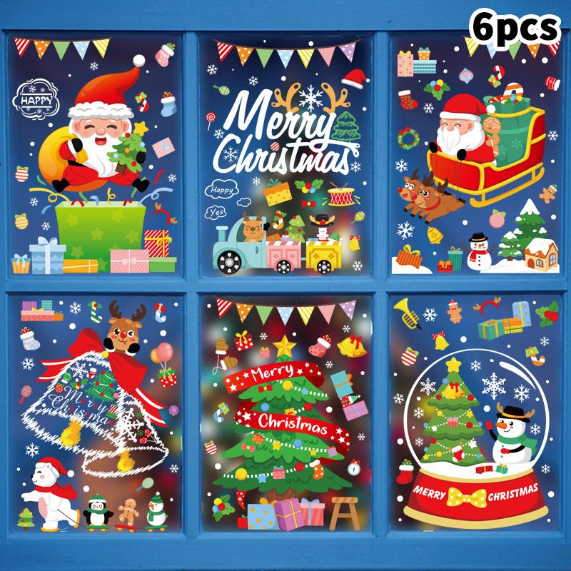 New Christmas Window Stickers Merry Christmas Decorations For Home Christmas Wall Sticker Kids Room New Year Decoration