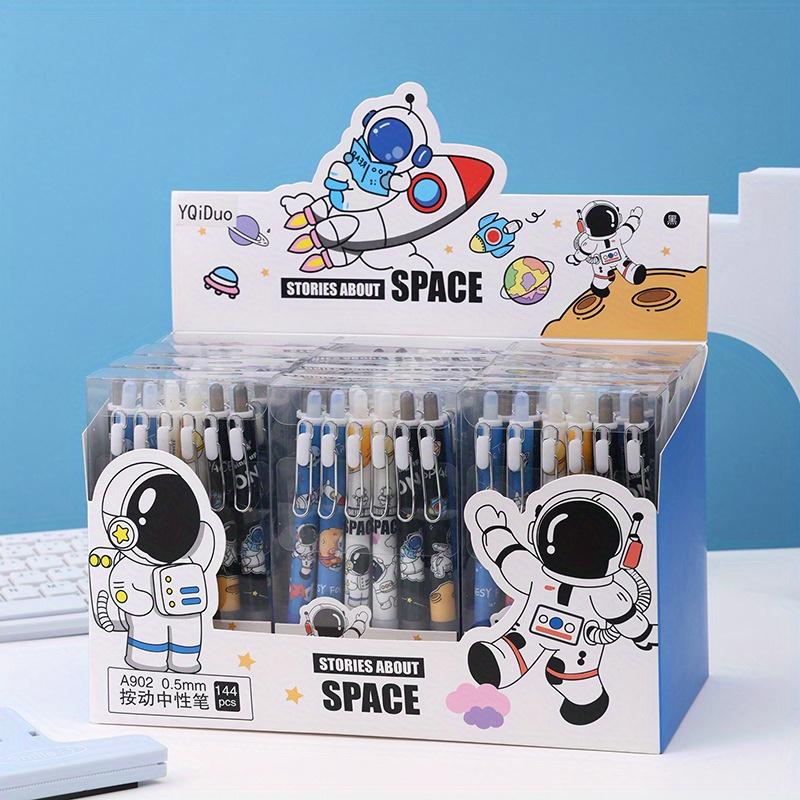 Back to school season 2pcs 0.5mm astronaut box press pen cartoon press neutral pen metal pen clip sign pen black