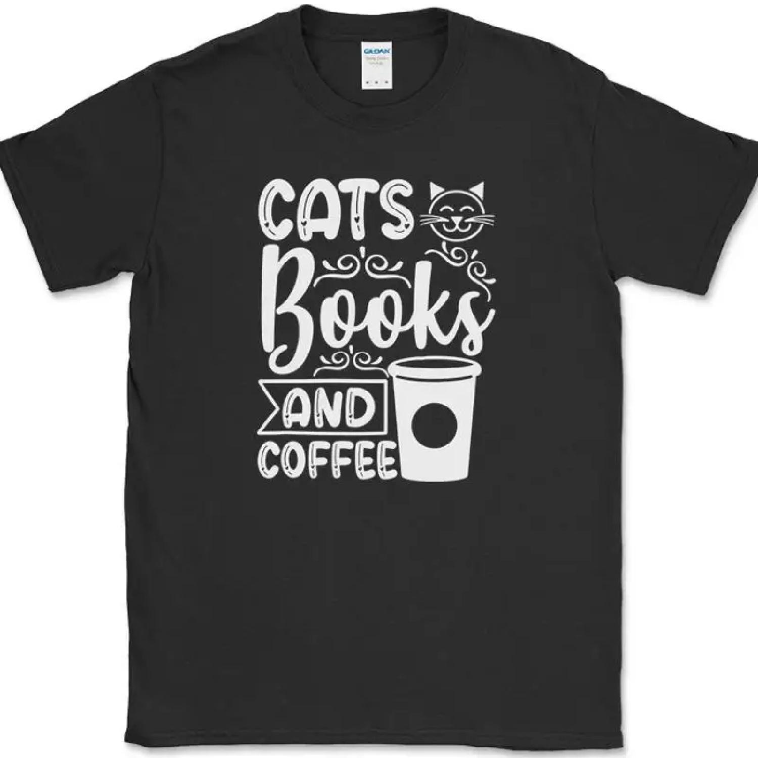 Футболка «Кошки Книги и Кофе» Смешной Котенок Животное Домашний питомец Юмор Подарок Футболка XXXXXL разноцветный