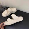 [Uncle Shoes] New maternity beach sandals comfortable cool slippers soft leather one-word drag 2025 outer thick-soled slippers