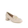 Women S Loafer 5cm Round Toe Gold Decoration Beige daS502lS32