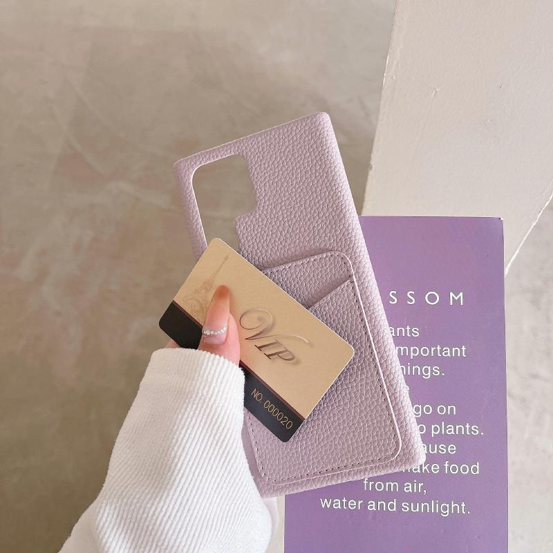 Luxury Solid Color Wallet Card Slot Hard PC Shockproof Phone Case For Samsung S25 Ultra Edge S23 S22 S24 Ultra Plus Bumper Cover