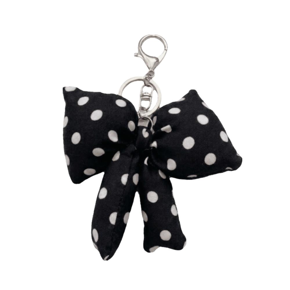 Padded Fabric Bag Pendant Polyester Backpack Handbag Decor Cute Polka Dot Bow Keychain  Gift