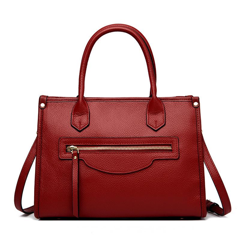 New first-layer cowhide simple and versatile design tote bag large-capacity portable messenger bag bag women