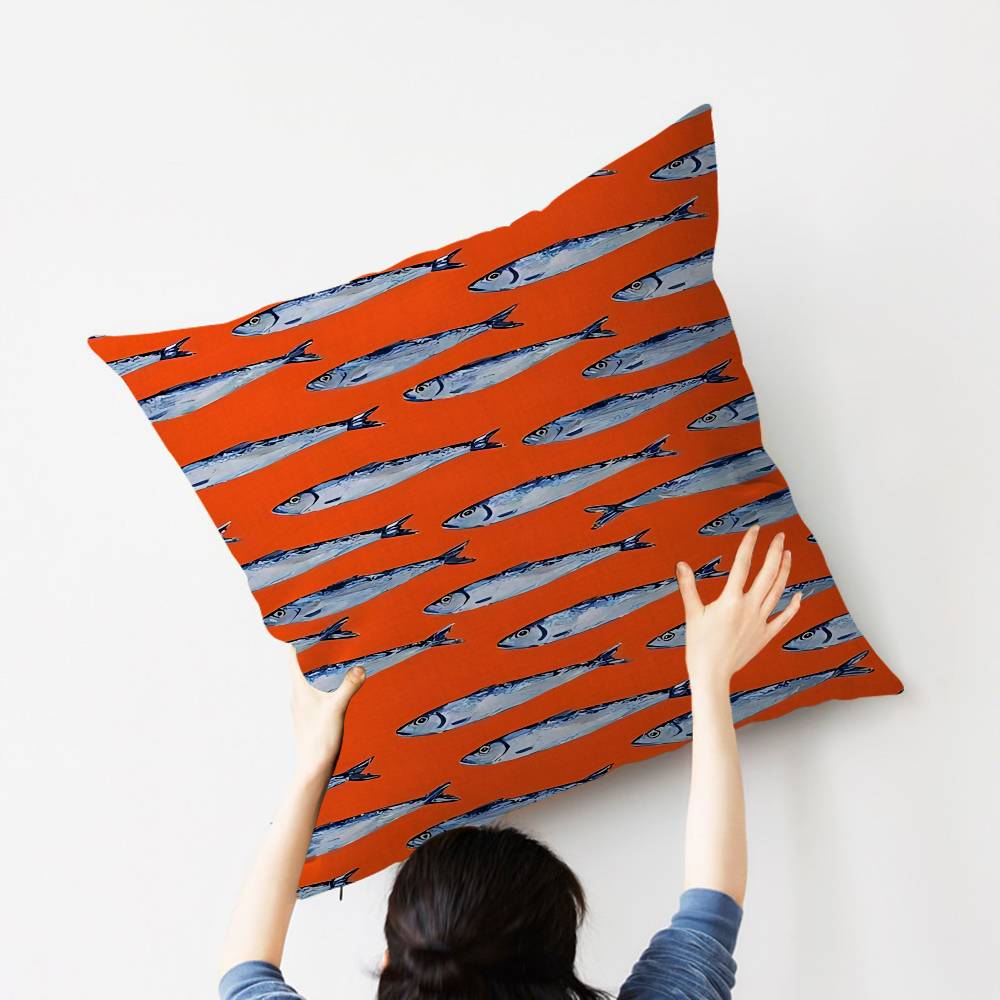 Colorful Sardine Lobster Fish Ocean Animal Pillow Cover For Bedroom Room And Living Room Sofa Decorative Cushion Cover