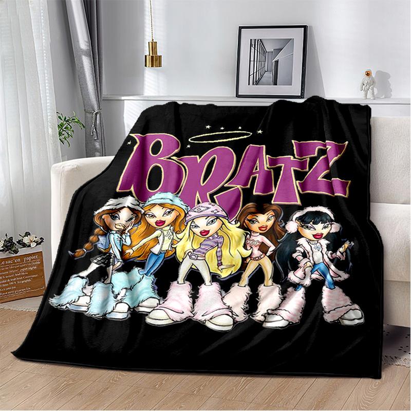 

Bratz Cartoon 3D Printed Girls Blanket,Flannel Soft Throw Blanket for Home Bedroom Bed Sofa Picnic Office Hiking Cover Kids Gift 75x90cm