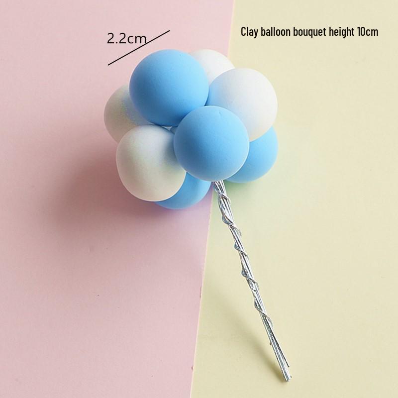 Multicolor Macaron Balloons Cake Toppers - Polymer Clay Foam for Kids' Birthday Decorations