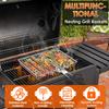 Portable Grill Baskets Multi-functional Stainless Steel Barbecue Grid with Wooden Handle Grilling Baskets for Family Outdoor BBQ