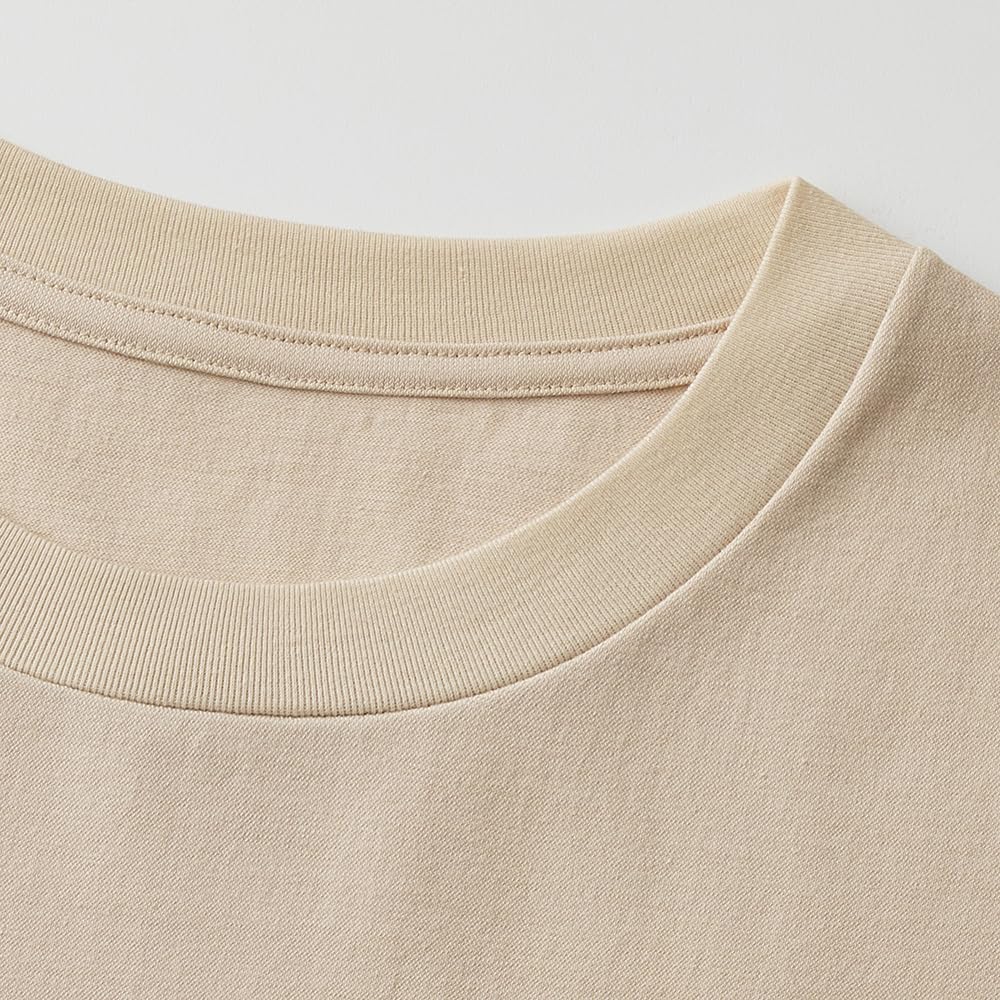 Gunze MCB313 Beige Sleeve UV Protection Size L Men's 5/4 T-Shirt, Moisture-Wicking, Quick-Drying,