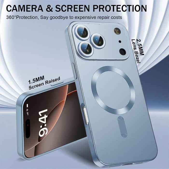 Coque pour iPhone 18 Pro Max, Silicone Anti-Rayures avec Cercle Magnétique - Bleu
