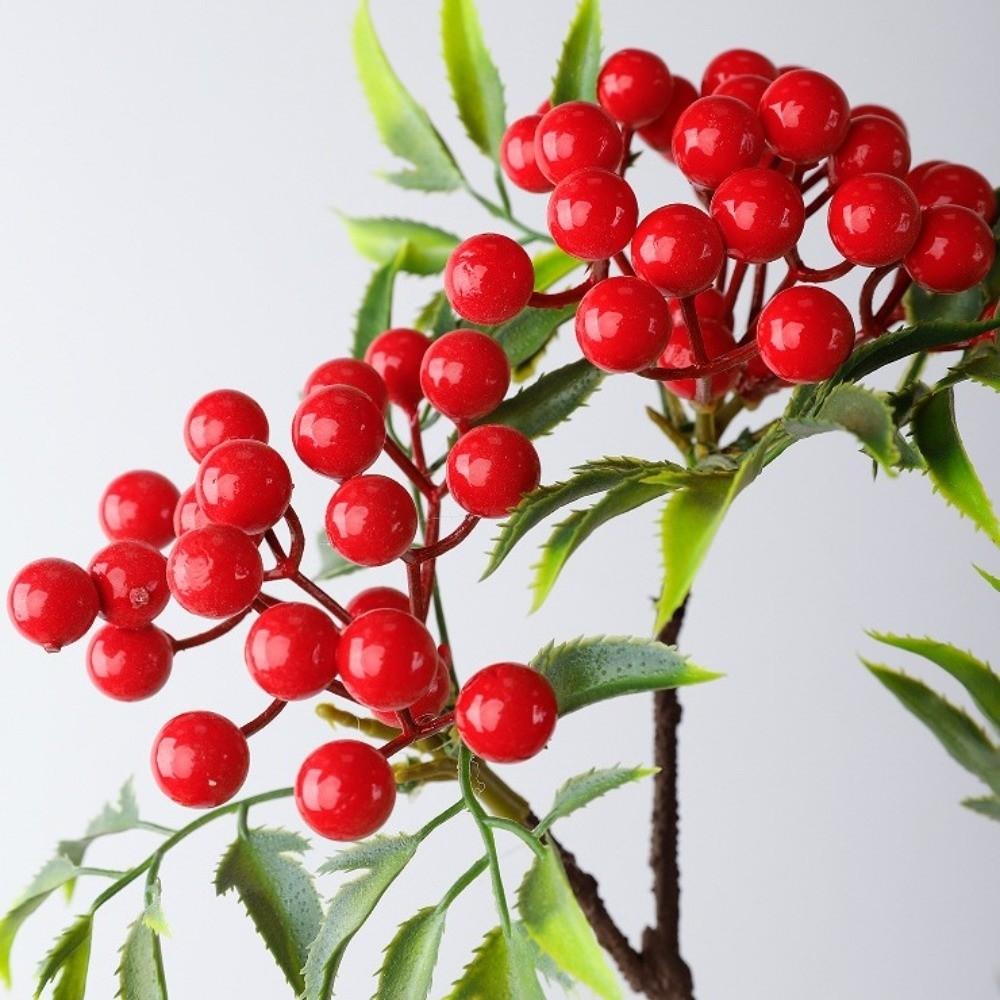 Grüne Blätter Künstliche Schaumbeeren Zweig Gefälschte Glücksfrüchte Luxus Simulations-Obstbaum Elegante Realistische Kunstpflanzen