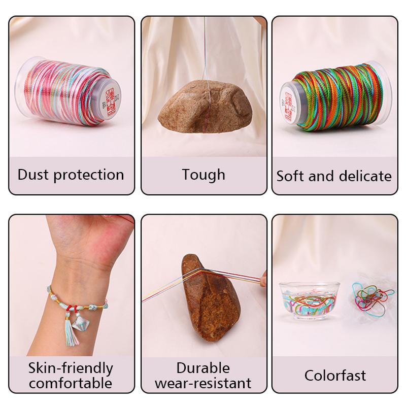 1 Bobine Fil Échoué DIY Bracelet Corde à Main Fil Coloré Dégradé Corde en Fibre Polyamide Tissage Corde Tissée 18 Brins