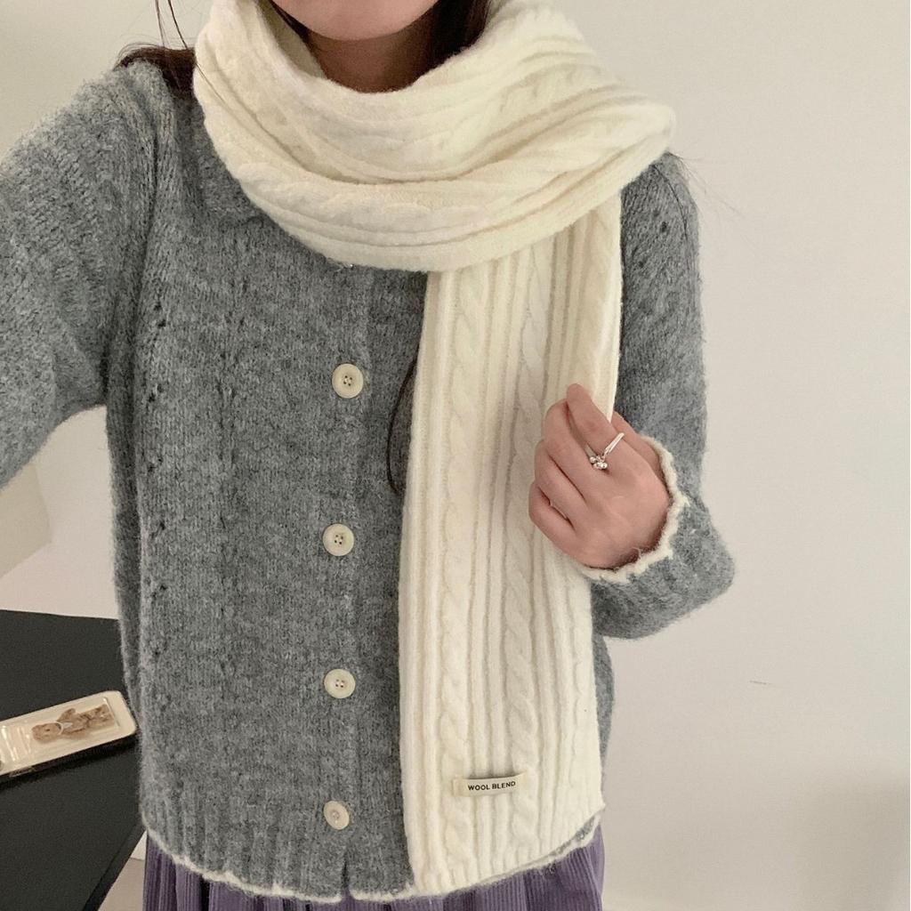 New Autumn and Winter Women's Figure Eight Scarf Wool Blended Knitted Solid Color Sweet Korean Style Versatile Fashionable Warm Scarf