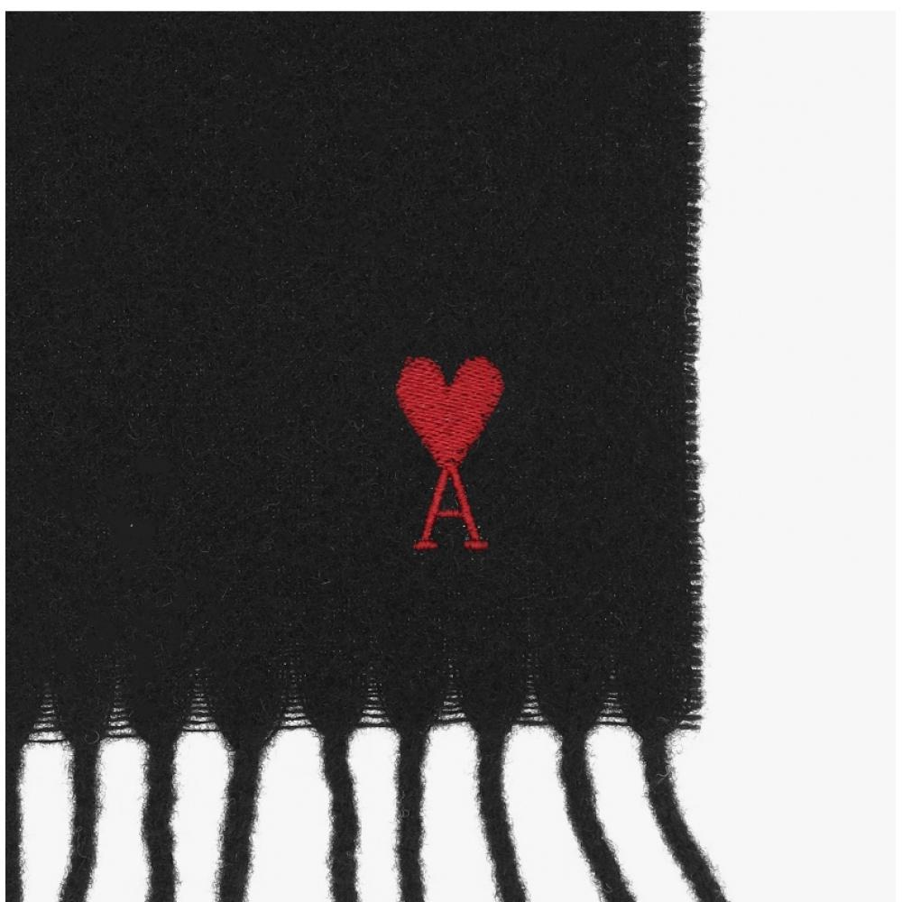 Ami Heart Logo Fringe Scarf 001