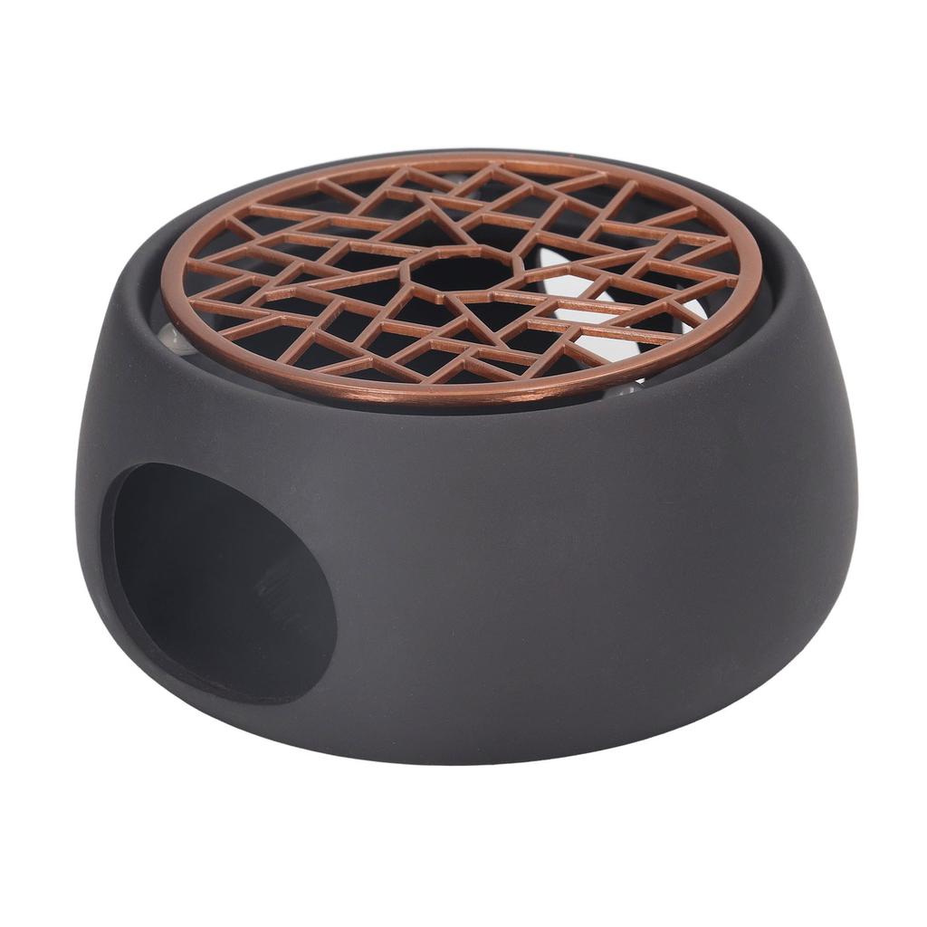 Teekannenwärmer Basis Keramik Kerzenwärmer Tee Kaffee Milch Lichtwärmer mit lila Eiseneinsatz für Zuhause Schwarz