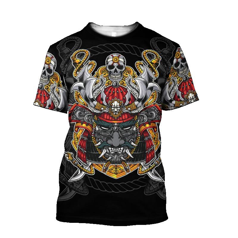 Summer Fashion Men Samurai graphic t shirts Personality Casual Cool Trend Printed Tees Oversized O-neck quick-drying t-shirt Top