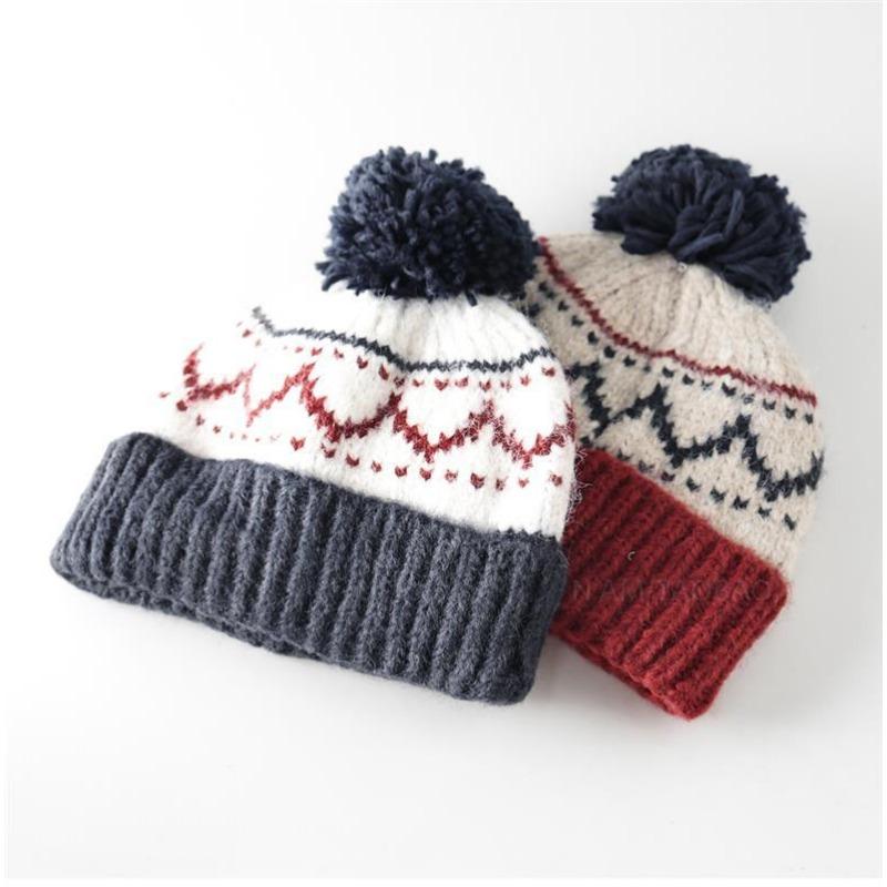 Women S Vintage Jacquard Knit Hat With Pom Pom Warm Ear Protection Cute Versatile