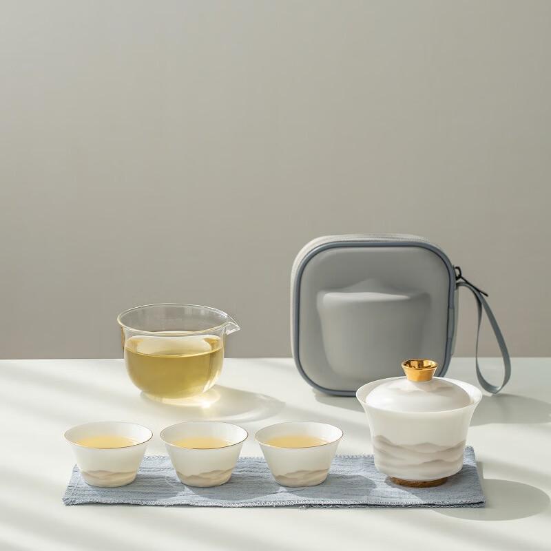 WJ Jade Porcelain Portable Travel Tea Set