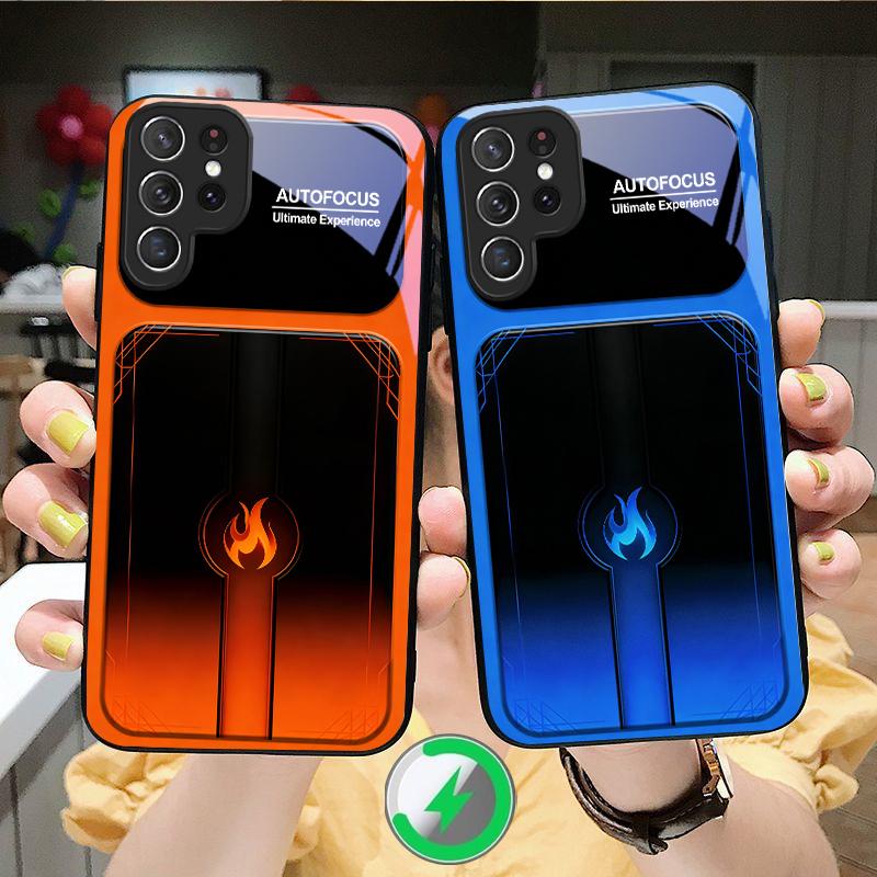 Dazzling Purple Flames Suitable For Samsung Galaxy S25 Ultra S20 FE S21 S22+ S23 Plus S24 S26 Edge Magnetism Glass Phone Casee