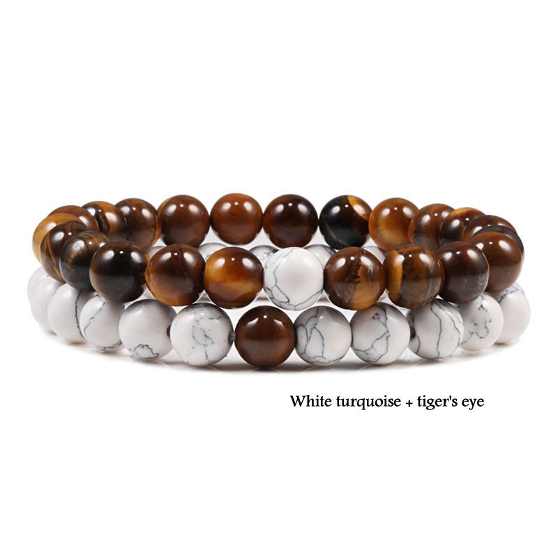 2 pieces/set of natural stone bracelet couple classic black matte blue malachite bracelet, suitable for men and women best gift
