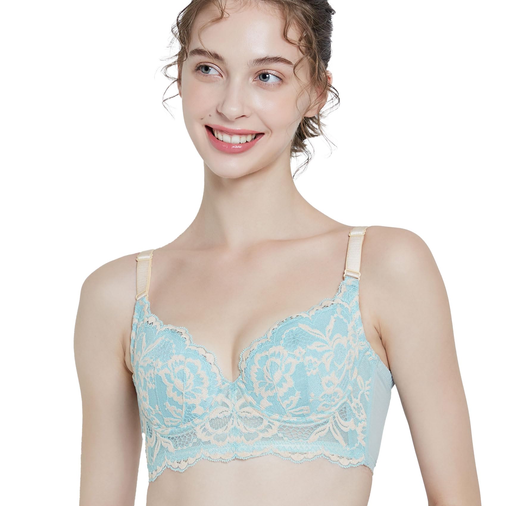 

HEAVEN Japan Bustierina Bra Bra for Armpit and Back Slimming Bra Available in a Wide Range of Sizes (Baby Blue, D65) - High-Back Sagging, Fat, -