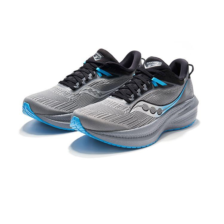 SAUCONY Triumph 21 Lace-Up Durable Waterproof Breathable Low-Top Training City Commuting Running Shoes Men Sneaker Gray Black S20881-20