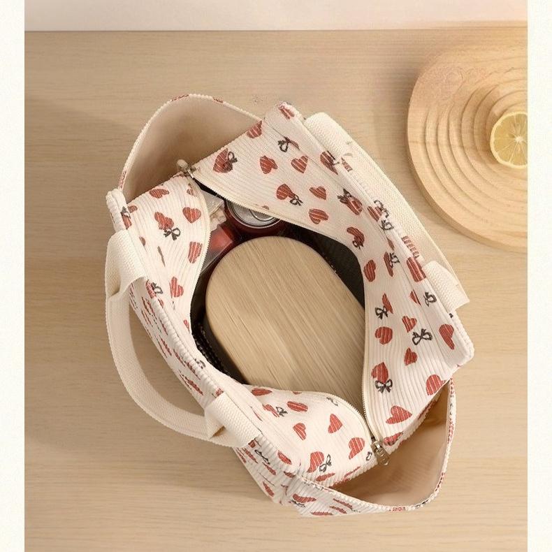 Printed Handheld Lunch Bag Insulated Lunch Box Portable Picnic Bag Outdoor Insulation Bag Reusable Leak-proof Large Refrigerated Bags