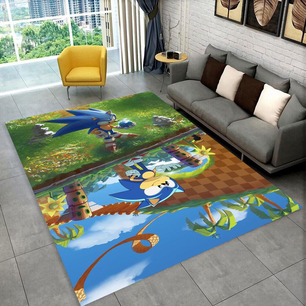 Fashion S-Sonic Cartoon Game Carpet Rug for Playroom Bedroom Living Room Sofa Home Decor,kids Play Area Rug Non-slip Floor Mat