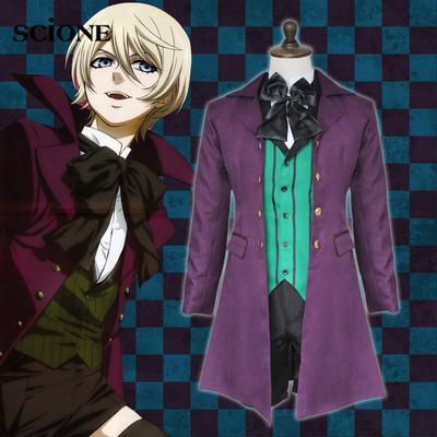 Anime Black Butler 2 Kuroshitsuji Alois Trancy Uniform Outfits Cosplay Costumes Full Set (Outer + Vest + Shirt + Shorts+Bow Tie)