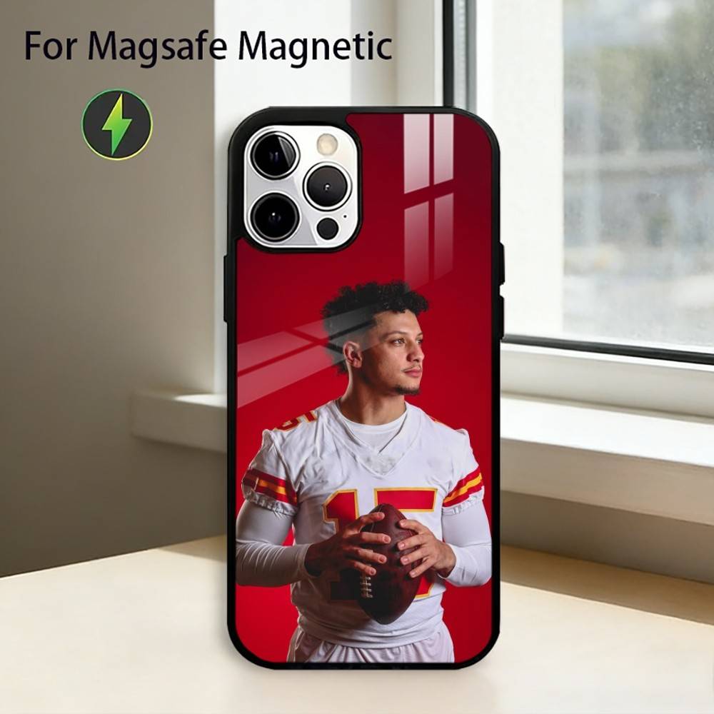 

American Football Patrick M-Mahomes Phone Case For iPhone17,16,15,14,13,12,11 Plus,Pro Magnetic For Magsafe Wireless Charging iPhone15